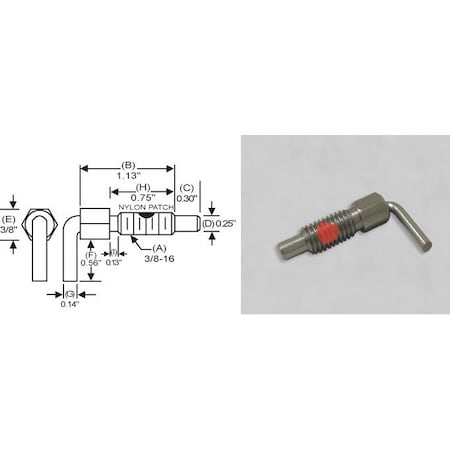 S & W Manufacturing L-Handle Lock, Nose P, 3/8-16", .75" SLNW-2